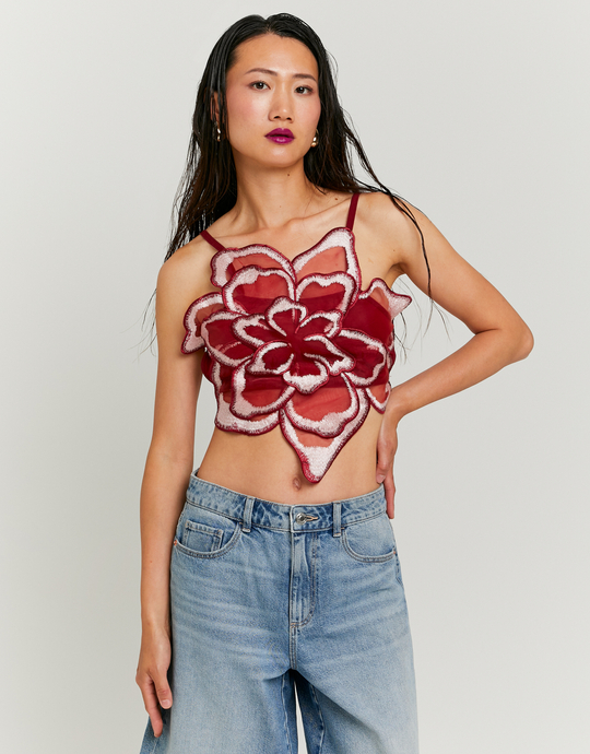 Pink Flower Top in Mesh | TALLY WEiJL