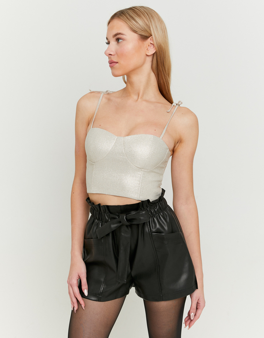 Golden Lurex Corset Crop Top | TALLY WEiJL