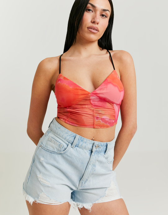 Mesh Crop Top Floral | TALLY WEiJL