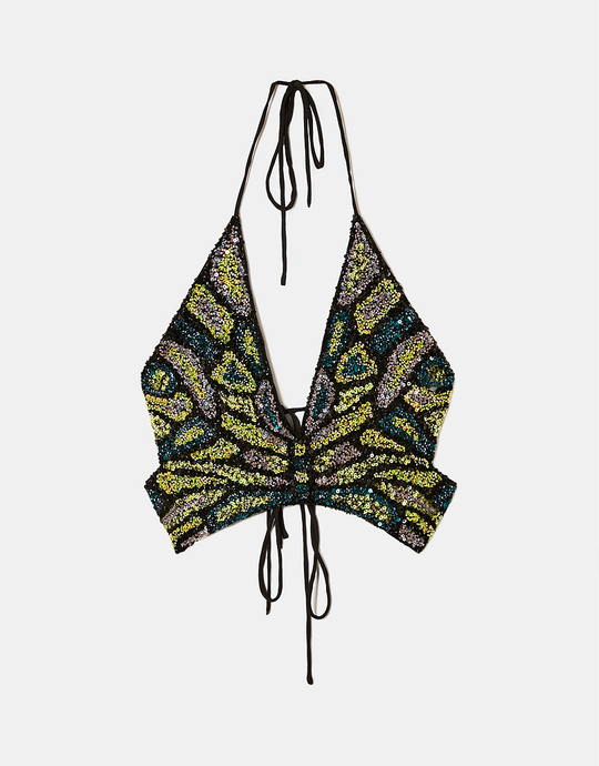 Top court papillon à strass | TALLY WEiJL