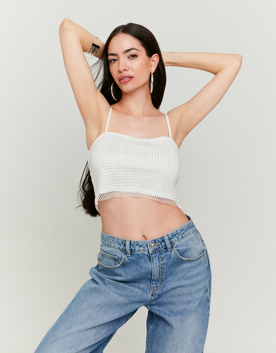 Top in rete bianco con strass | TALLY WEiJL