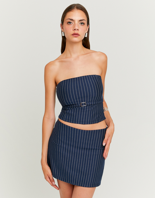 Top blu a fascia con righe sottili e fibbia | TALLY WEiJL