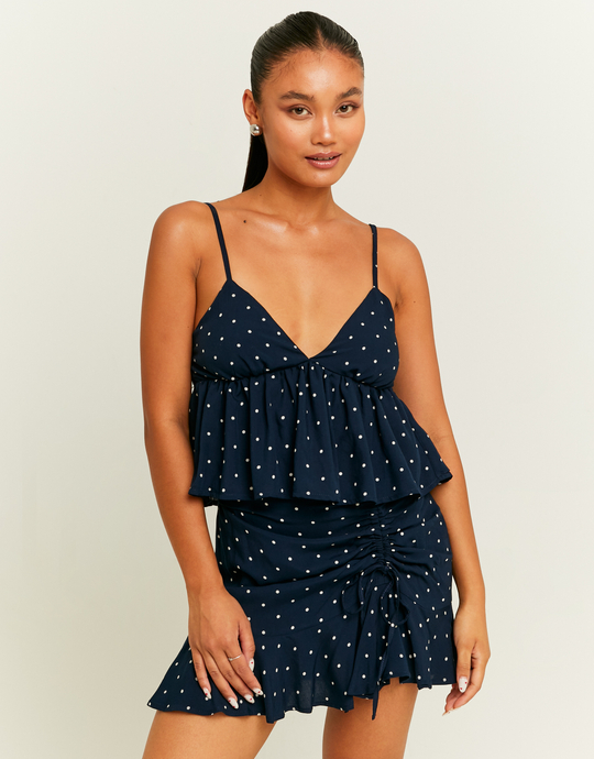Top bleu à volants et à pois blancs | TALLY WEiJL
