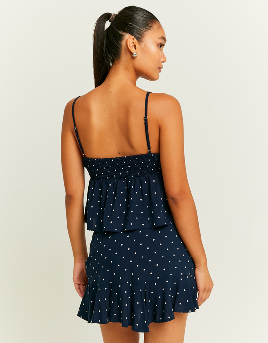 Top bleu à volants et à pois blancs | TALLY WEiJL