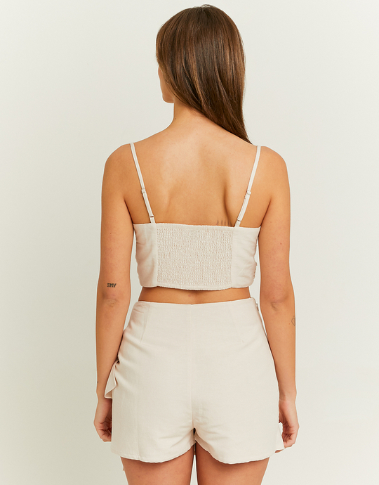 Beige Ruched Crop Top | TALLY WEiJL