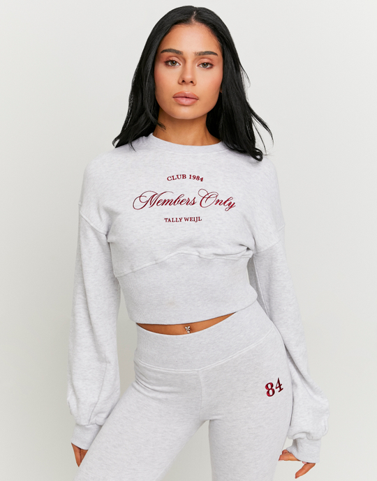 Graues Sweatshirt mit Stickerei | TALLY WEiJL