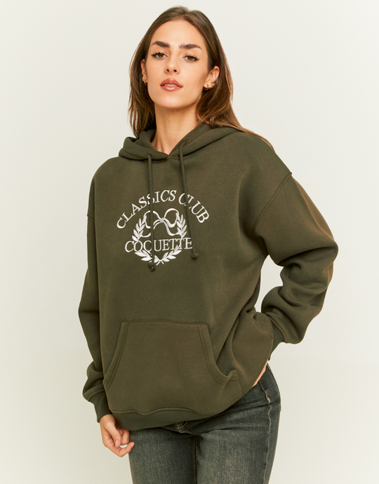 Khakifarbenes Oversized Sweatshirt mit Print | TALLY WEiJL