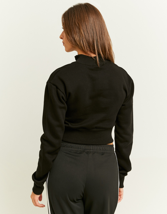 Black Zip Up Cropped Sweatshirt | TALLY WEiJL