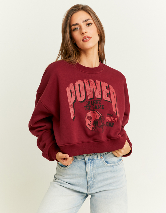 Red Cropped Printed Sweatshirt | TALLY WEiJL