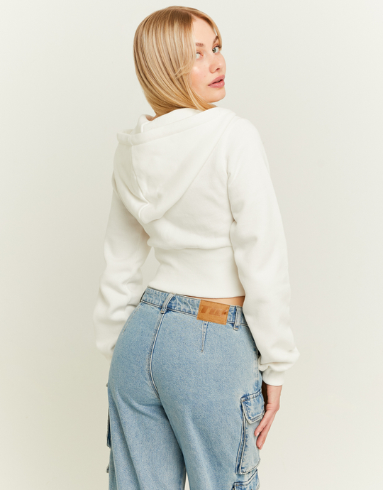 White Basic Hoodie with Zip | TALLY WEiJL