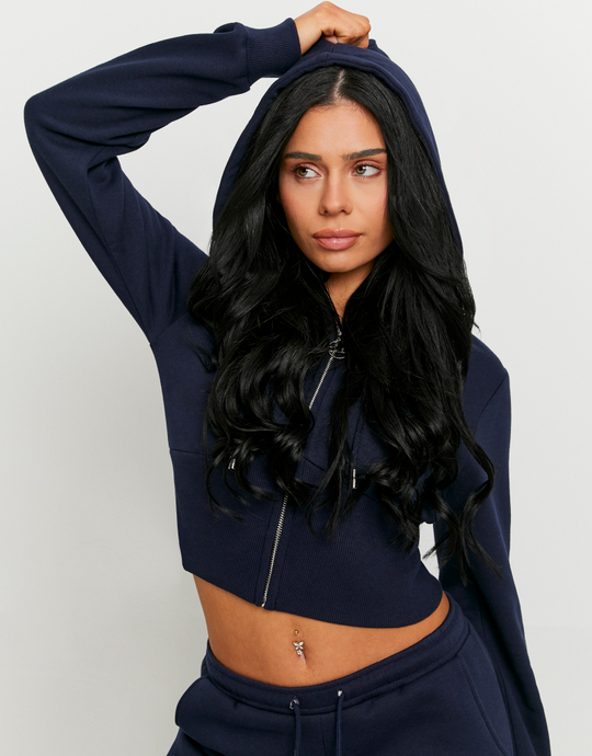 Sweat à Capuche Zippé Bleu | TALLY WEiJL