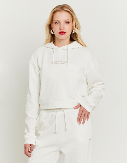 Weisses kurzes Sweatshirt mit Print | TALLY WEiJL