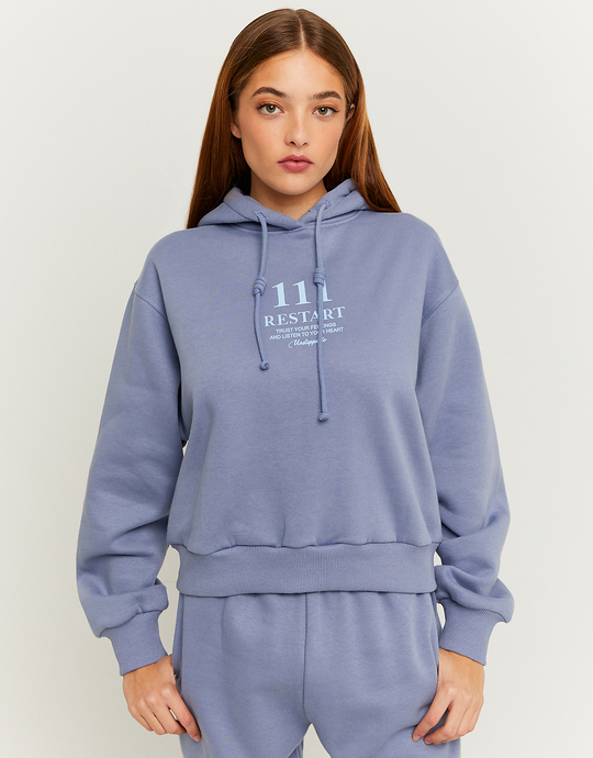 Felpa con Cappuccio Oversize Fantasia Blu | TALLY WEiJL