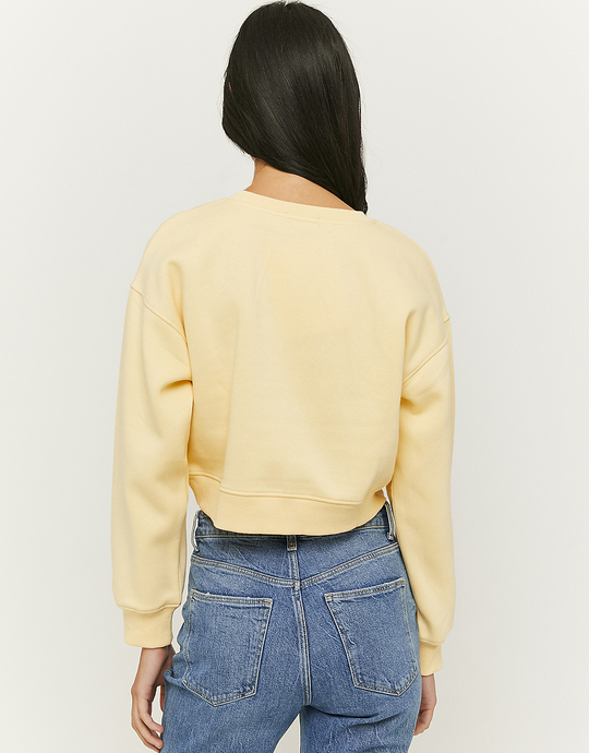 Yellow Cropped Printed Sweatshirt | TALLY WEiJL