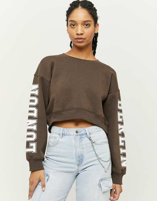 Brązowa bluza z nadrukiem | TALLY WEiJL