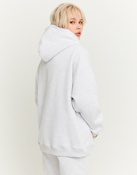 Sweat à Capuche Oversize Gris Clair Imprimé | TALLY WEiJL