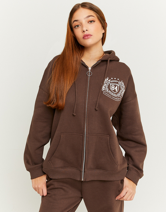 Brown Oversize Printed Hoodie | TALLY WEiJL