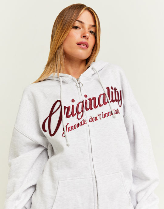 Felpa Oversize Grigia con Stampa | TALLY WEiJL