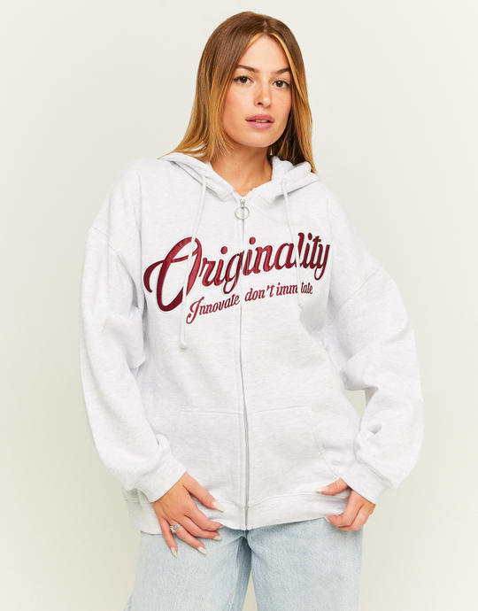 Felpa Oversize Grigia con Stampa | TALLY WEiJL