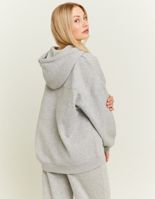 Grauer Hoodie mit Stickerei und Reißverschluss | TALLY WEiJL