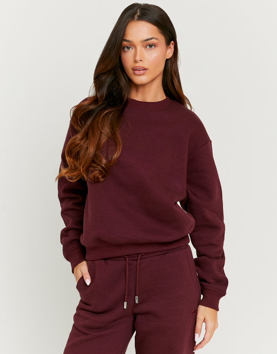 Burgundy Basic Sweatshirt | TALLY WEiJL