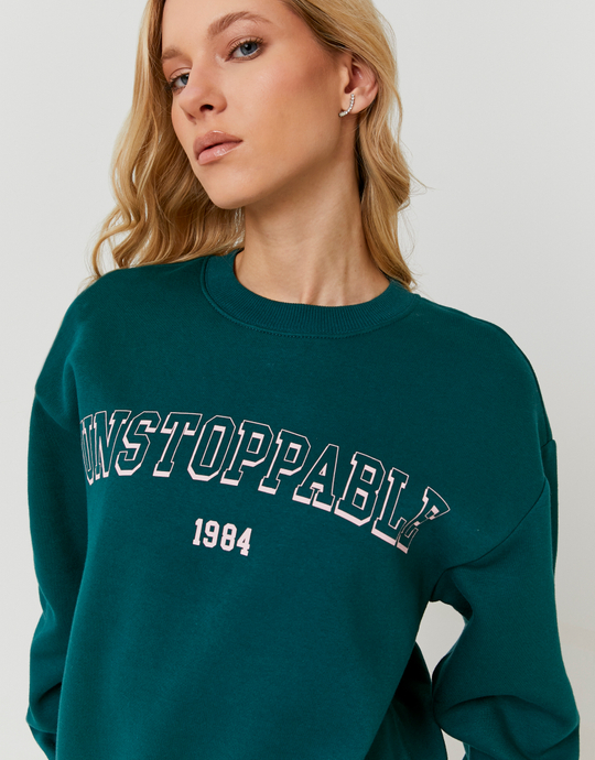 Green Sweatshirt with Graphic Detail | TALLY WEiJL