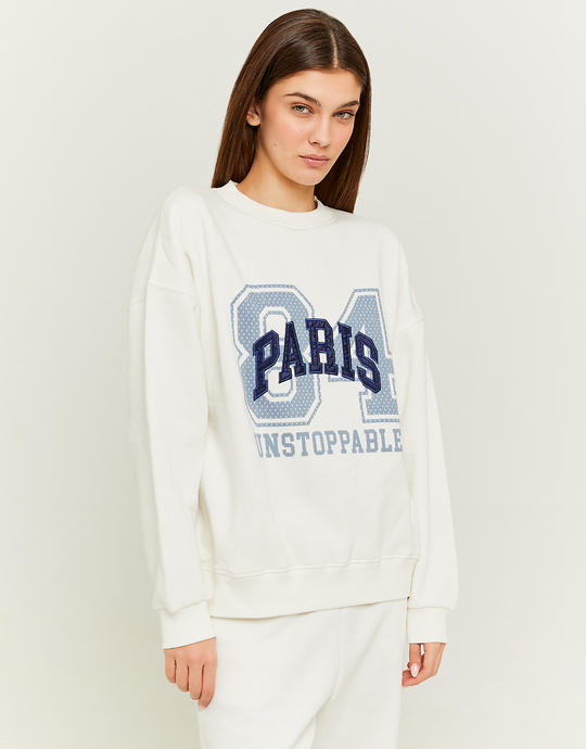 Sweatshirt oversize imprimé varsity gris | TALLY WEiJL