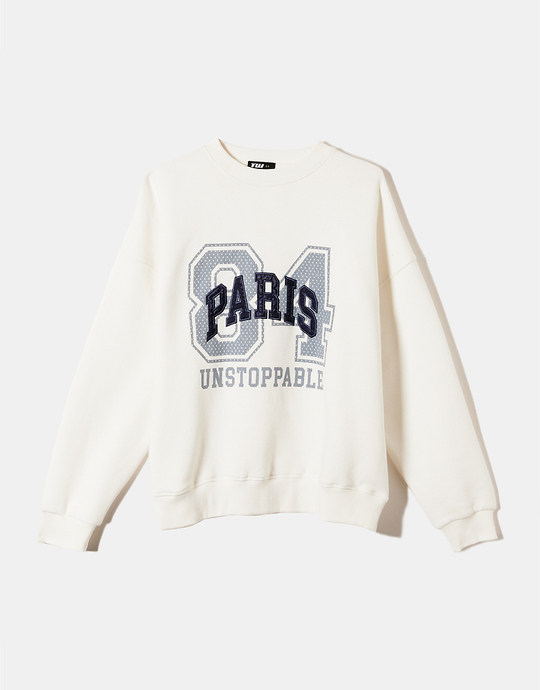Sweatshirt oversize imprimé varsity gris | TALLY WEiJL