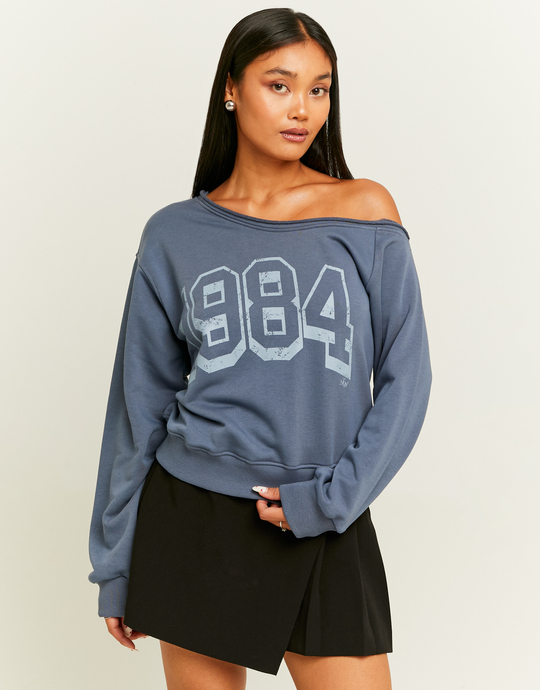 Graues schulterfreies Sweatshirt | TALLY WEiJL