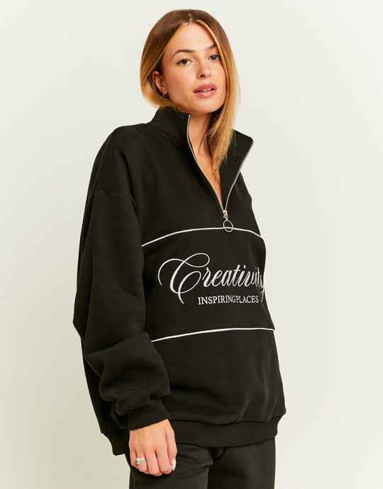 Felpa Nera con Stampa | TALLY WEiJL