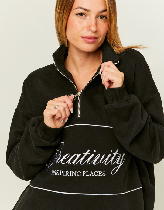 Felpa Nera con Stampa | TALLY WEiJL