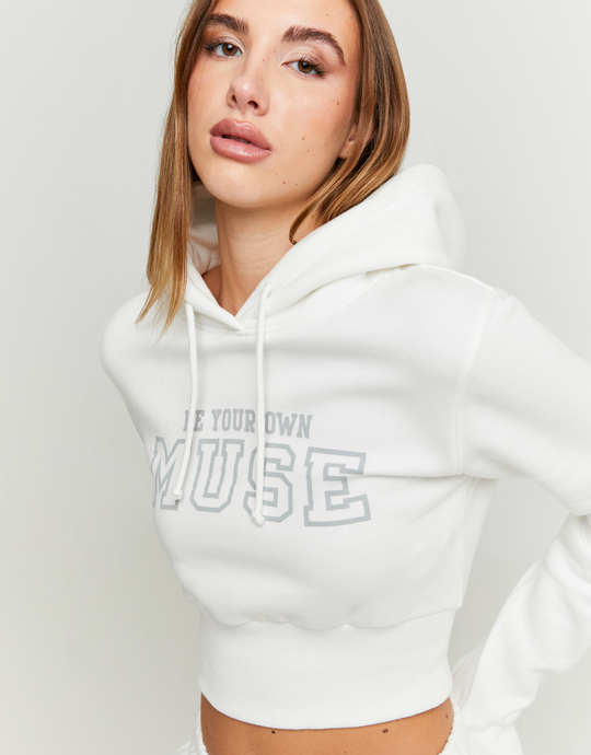 Sweat à Capuche Court Blanc | TALLY WEiJL