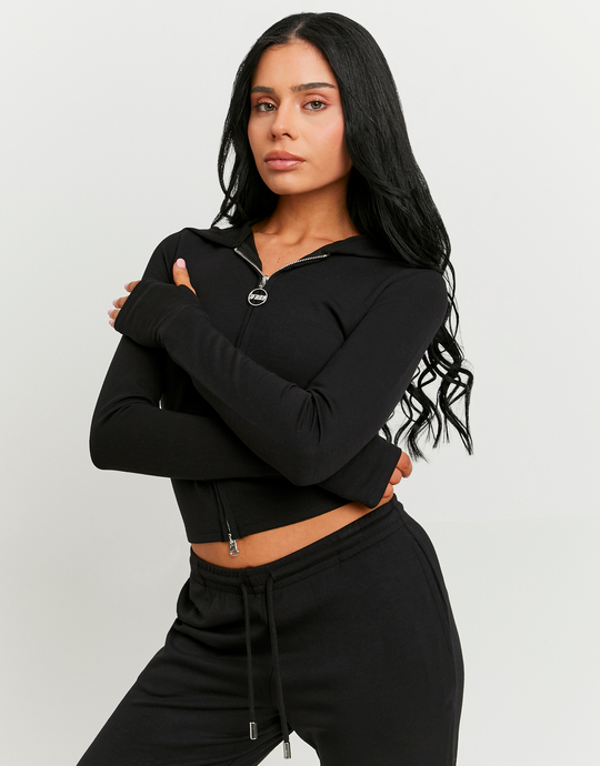 Schwarzer Zip-Hoodie | TALLY WEiJL