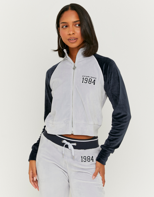 Sweat Zippé En Velours Bleu | TALLY WEiJL