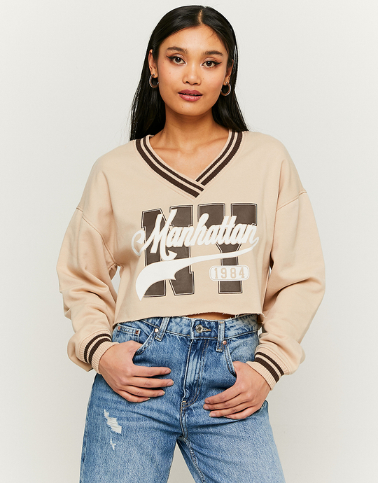 Bedrucktes Sweatshirt mit V-Ausschnitt | TALLY WEiJL