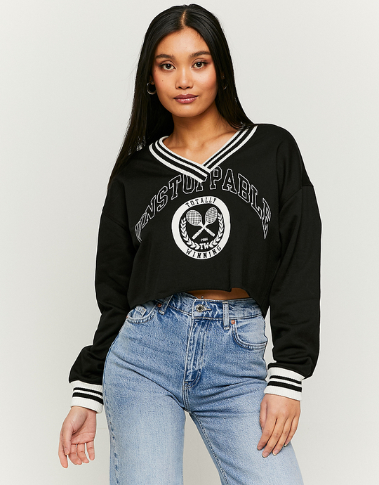 Czarna bluza z dekoltem w szpic | TALLY WEiJL