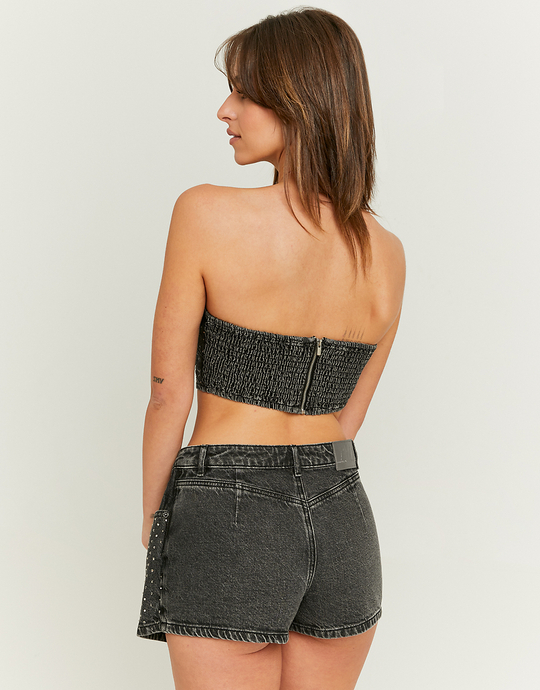 Top Bandeau en Jean Bleu Clair avec Strass | TALLY WEiJL