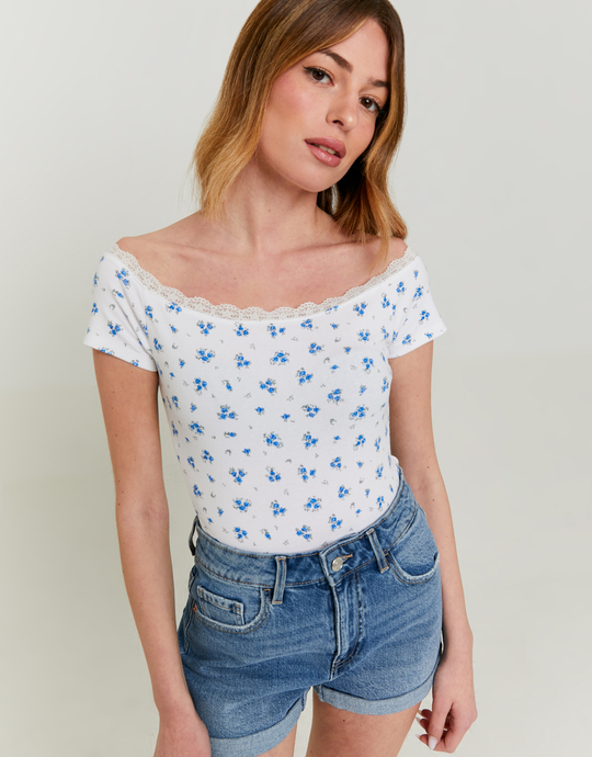 Top Basique Épaules Dénudées Imprimé Floral | TALLY WEiJL