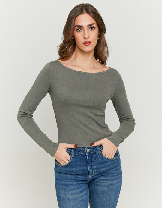 T-shirt kaki manches longues | TALLY WEiJL