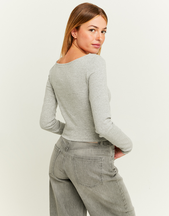 Boat Neck Grey T-Shirt | TALLY WEiJL