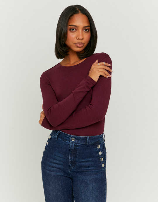 Burgunder Basic Langarmshirt | TALLY WEiJL