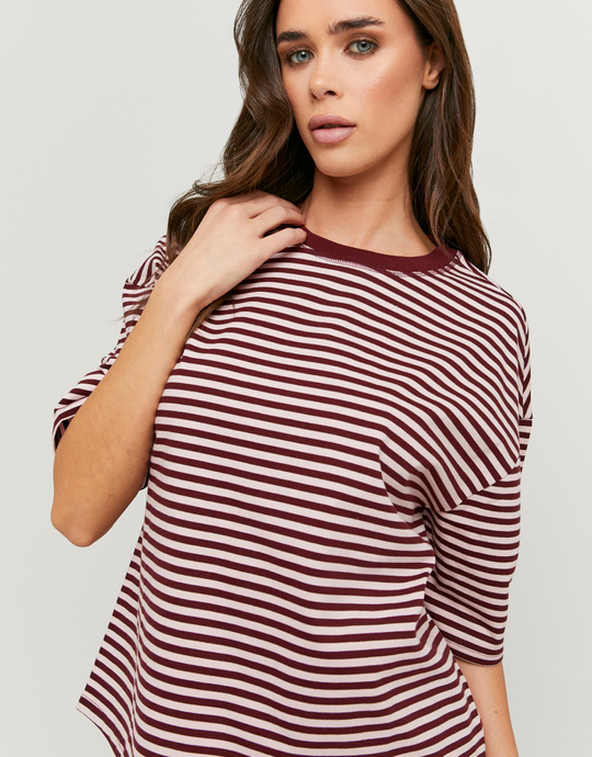 T-shirt basic a righe borgogna | TALLY WEiJL