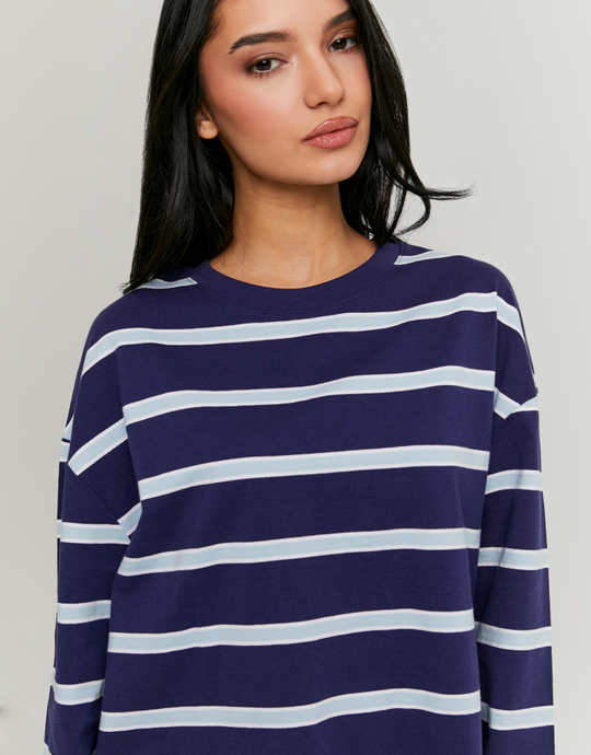 Blau gestreiftes Langarm-T-Shirt | TALLY WEiJL