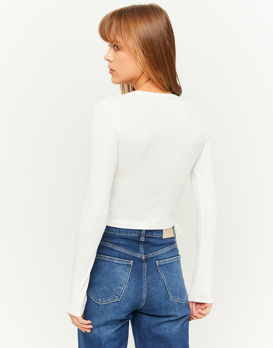 Weißes cropped Top mit seitlicher Schnürung | TALLY WEiJL