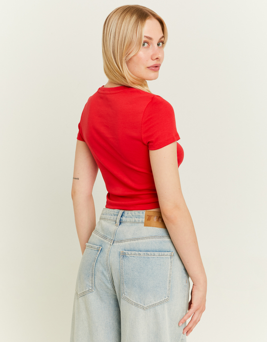 Red Printed Crop T-Shirt | TALLY WEiJL