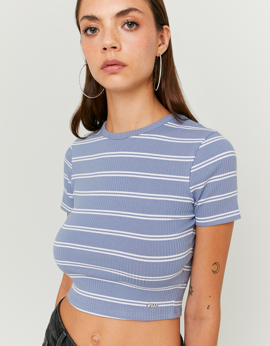 T-Shirt Basique Bleu Rayé | TALLY WEiJL