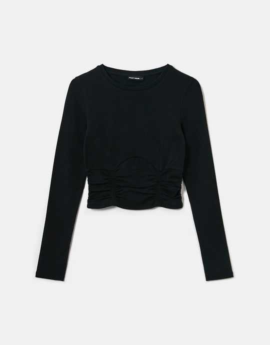 Top Corto Arricciato Nero | TALLY WEiJL