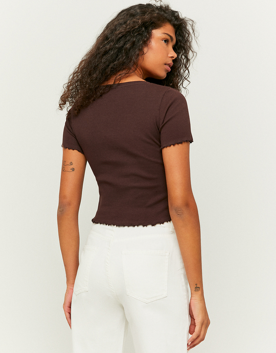 Καφέ Ruffles T-Shirt | TALLY WEiJL