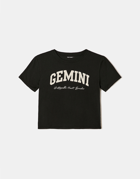 T-shirt Imprimé Gémeaux Noir | TALLY WEiJL