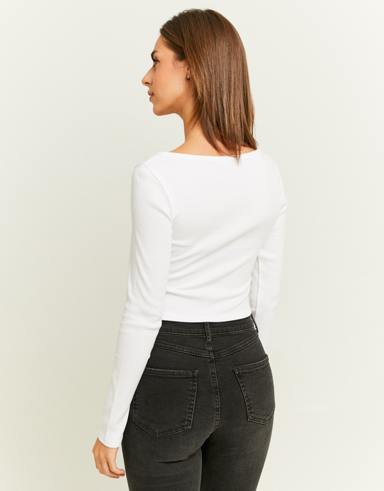 T-Shirt Blanc Basique Boutonné | TALLY WEiJL